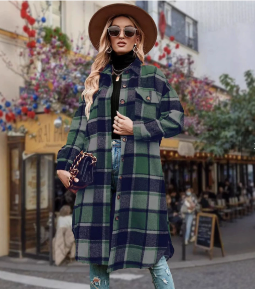 Urban Plaid Button Front Coat