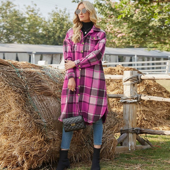 Urban Plaid Button Front Coat
