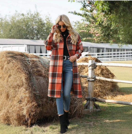 Urban Plaid Button Front Coat