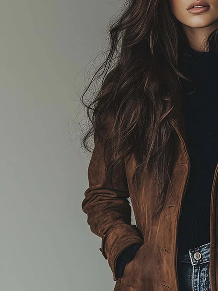 Elegant Suede-Textured Coat