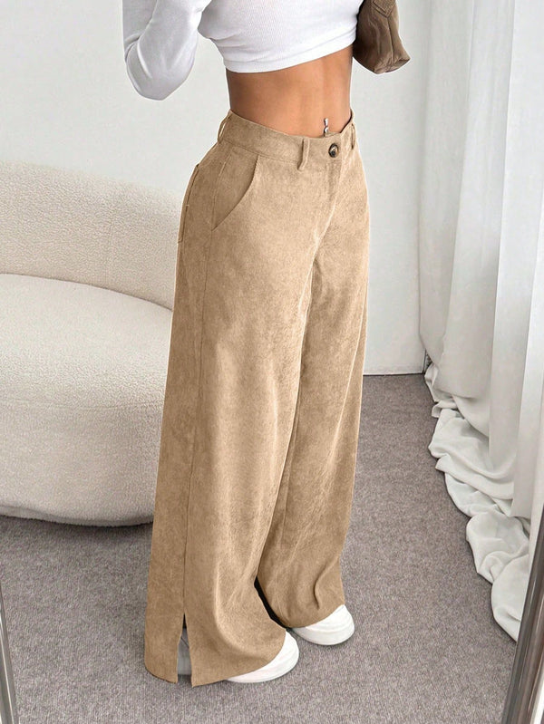 Tailored High Waist Corduroy Pants